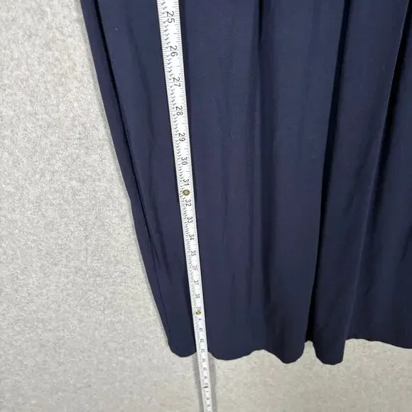 Talbots Dress Small Midi Navy Wrap Twist Ruched Modest Stretch Career Church